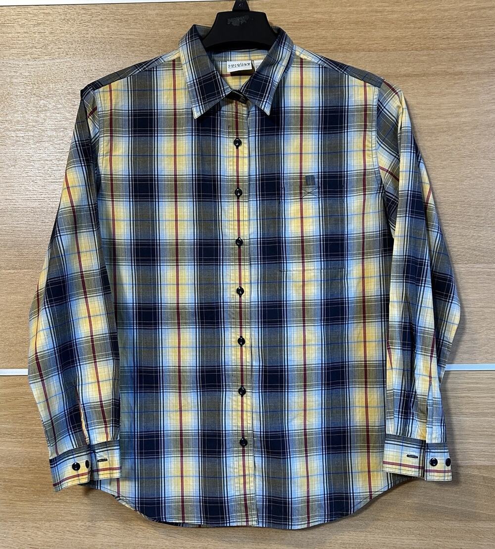 Carolina Colours Button Down Blouse Women’s Sz M Plaid Long Sleeve Colorful